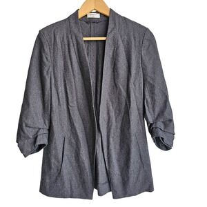 Babaton Aritzia Open‎ Front 3/4 Sleeve Blazer Jacket Charcoal Gray Wool Blend 6